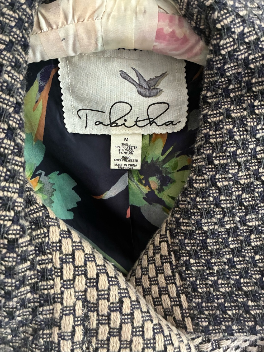 Anthropologie Tabitha dark grey & cream Bouclé Blazer